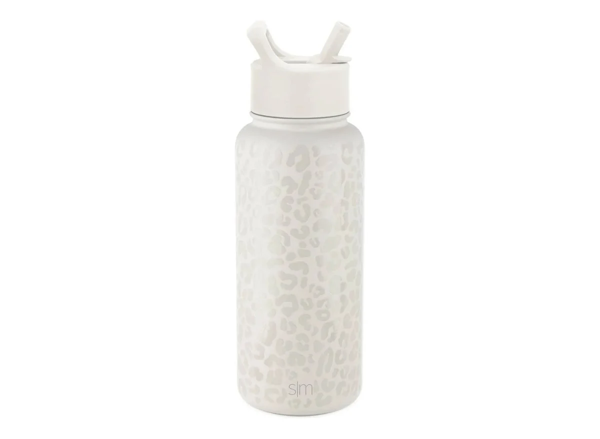 Simple Modern Summit 32oz Stainless Steel Water Bottle with Straw Lid - Cream Leopard