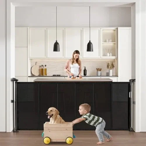 VEVOR 34 inch Tall, Extends up to 71 inch Wide Retractable Baby Gate - Black