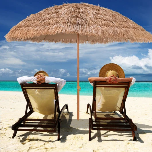 COSTWAY 8 Feet Patio Thatched Tiki Umbrella Hawaiian Hula Beach Umbrella