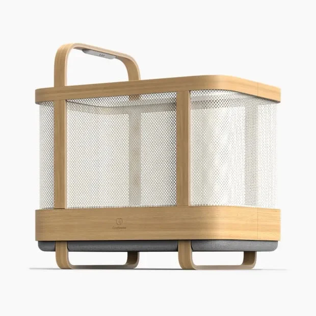 Cradlewise All-in-One Convertible Smart Bassinet and Crib - Premium Natural Wood Colour