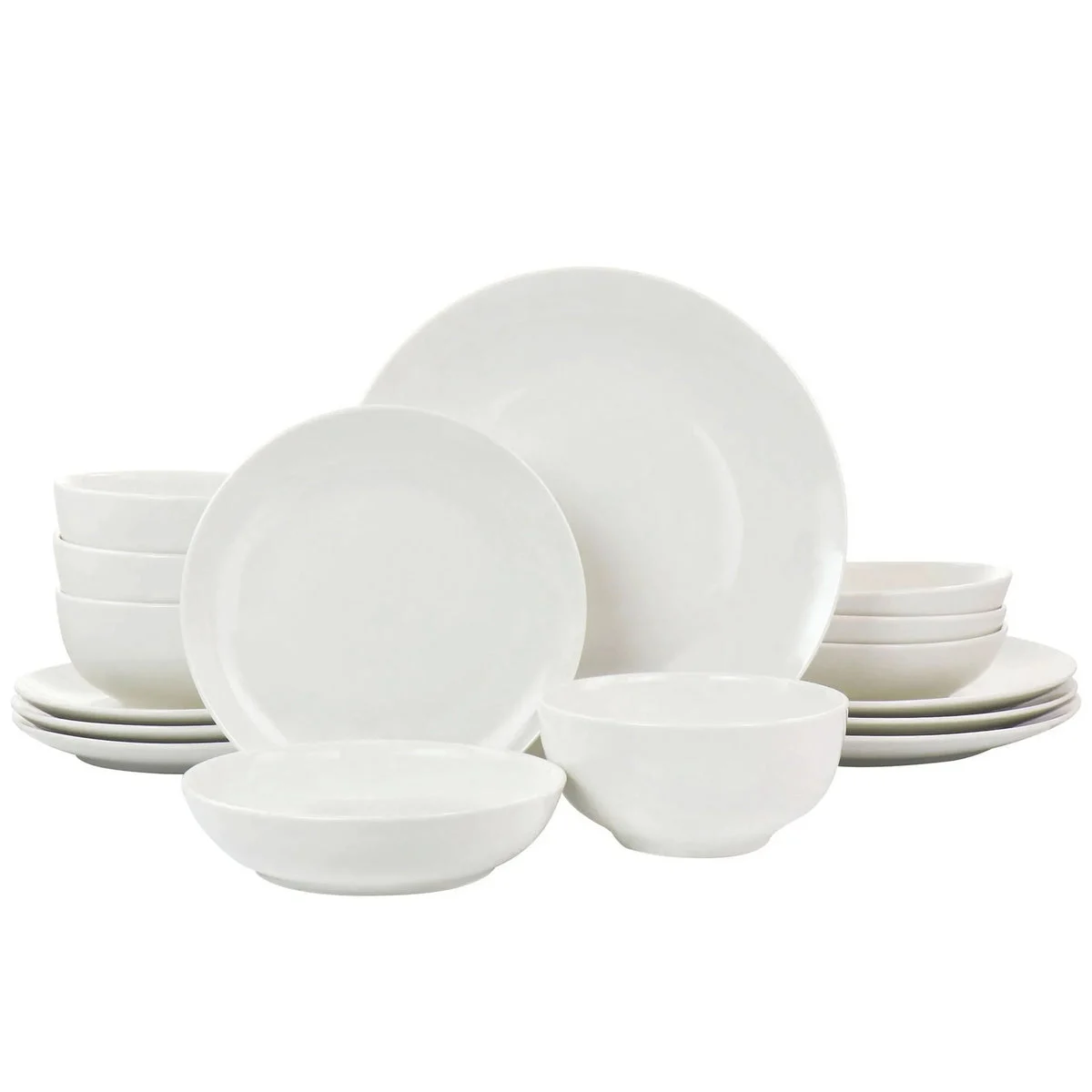 Elama 16pc Camellia Porcelain Double Bowl Dinnerware Set -