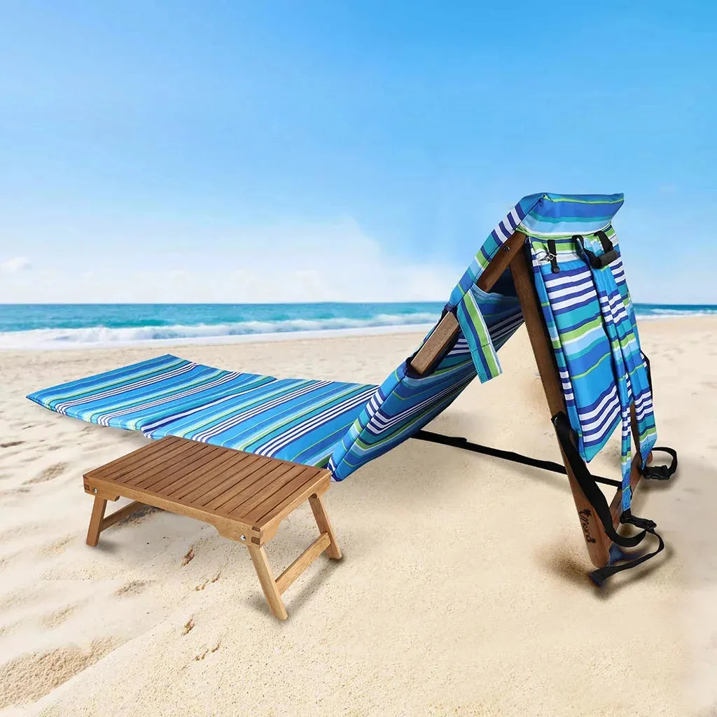 Melino Beach Lounger with Tray Table - Stripe