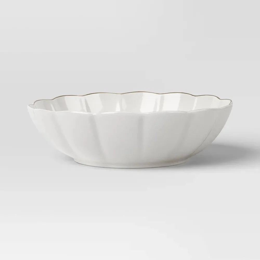 Threshold Serve Bowl Scalloped Gold Rim - Threshold™