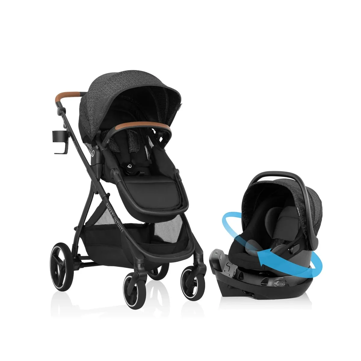 Evenflo Intuiti Travel System with Revolve180 LiteMax NXT Rotational Infant Car Seat - Black Shale