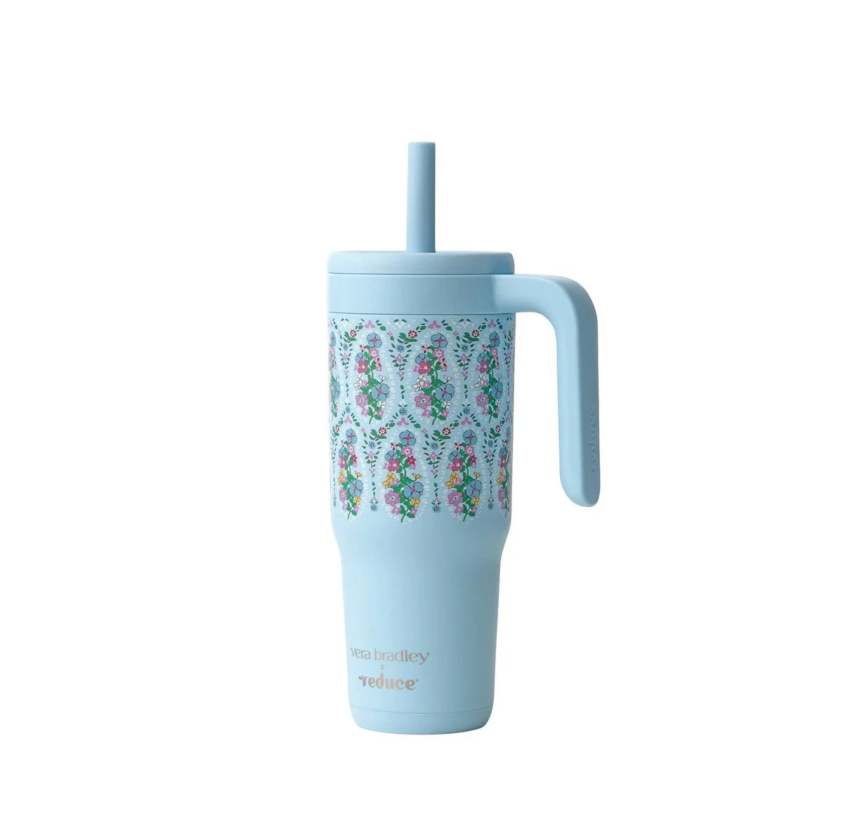 Vera Bradley Stainless Steel Insulated Tumbler with Straw - Garden Paisley Blue