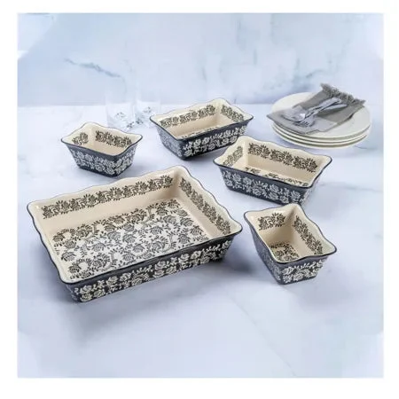 Unbranded/Generic Baum Floral Vines 5-Piece Oven-to-Table Bakeware Set - Black