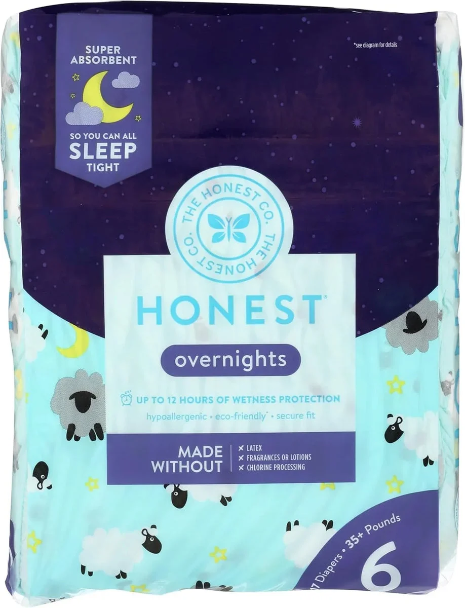 Honest Tea Overnight Diapers Sleepy Sheep - Blue