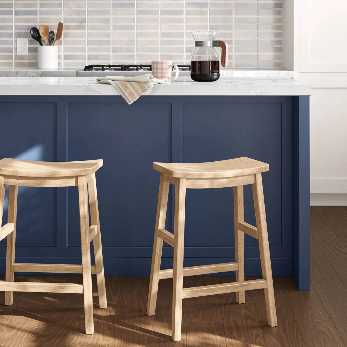 Threshold Modern All Wood Counter Height Barstool - Natural Finish