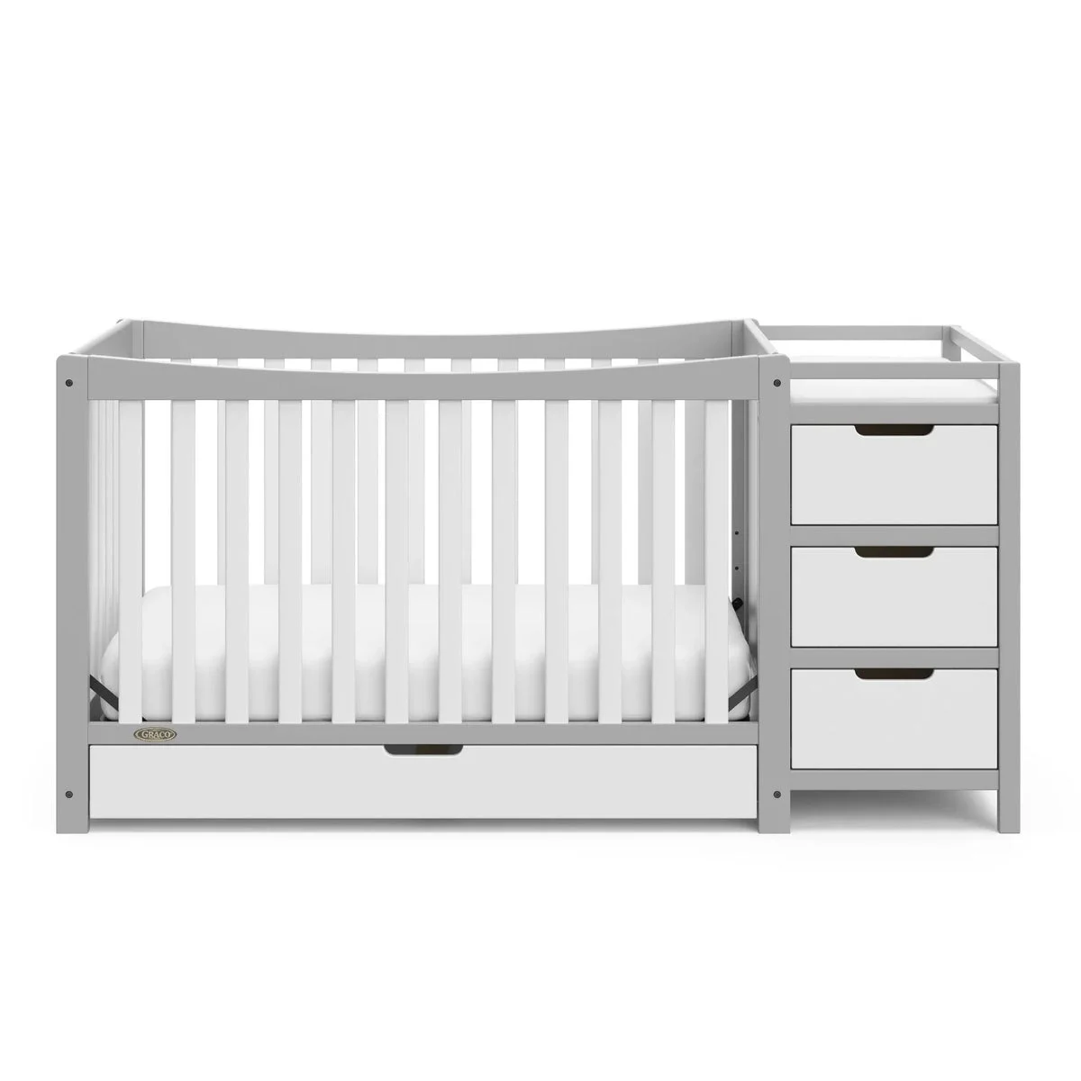 Graco Remi 4-in-1 Convertible Crib and Changer - Pebble Gray/White