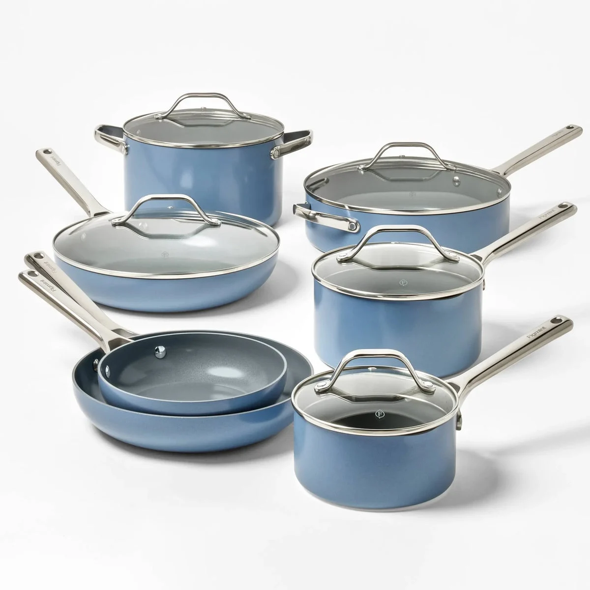 Figmint 3qt Nonstick Ceramic Coated Aluminum Sauce Pan - Blue