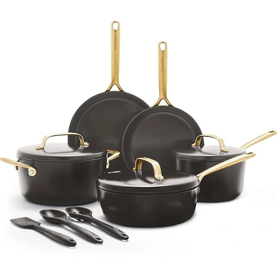 GreenPan GP5 Hard Anodized Ceramic Nonstick 11-piece Set with Gold Handles