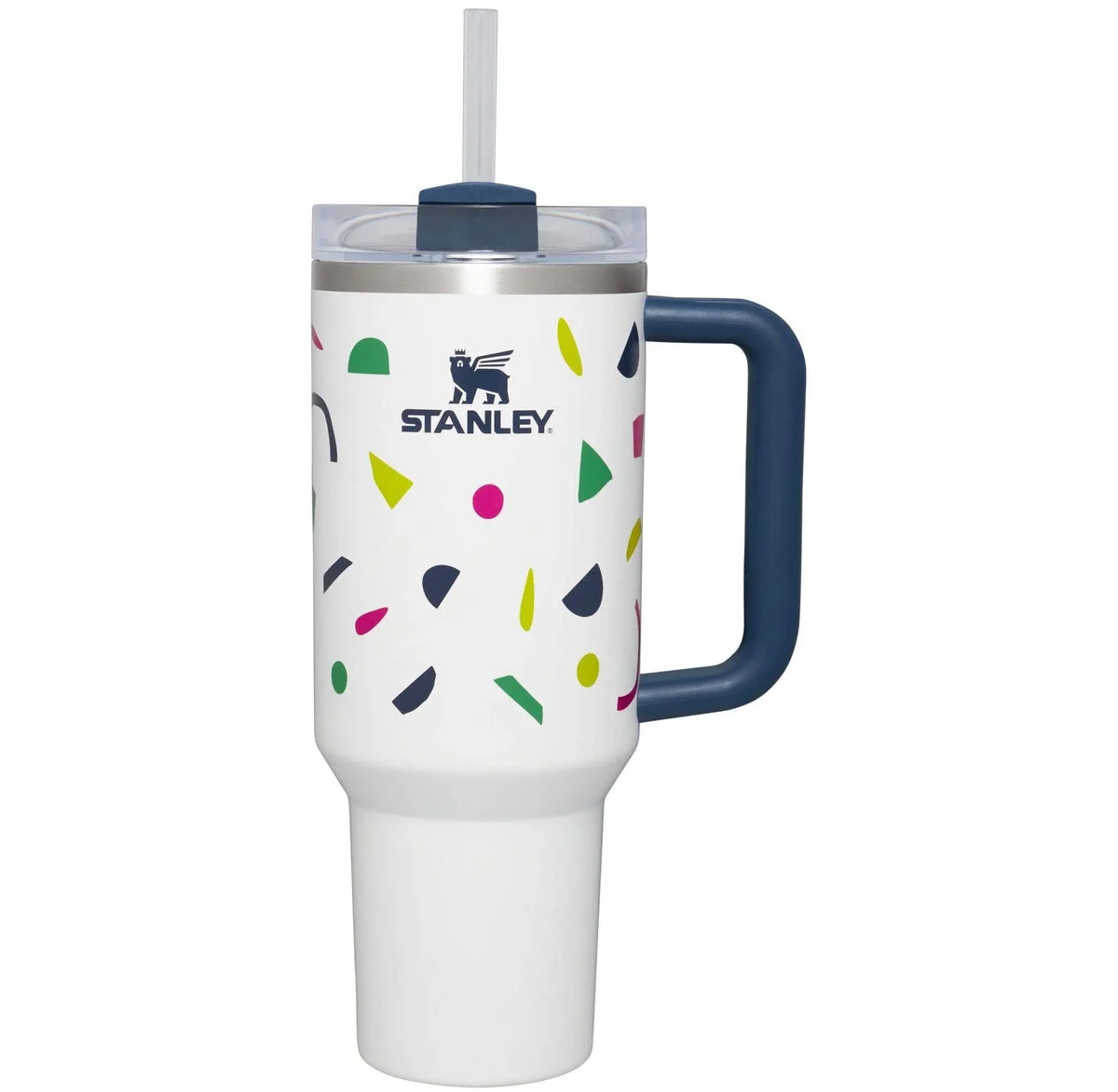 Stanley 40 oz Stainless Steel H2.0 Flowstate Quencher Tumbler Abstract Geos: Dishwasher-Safe, Multicolored Drinkware