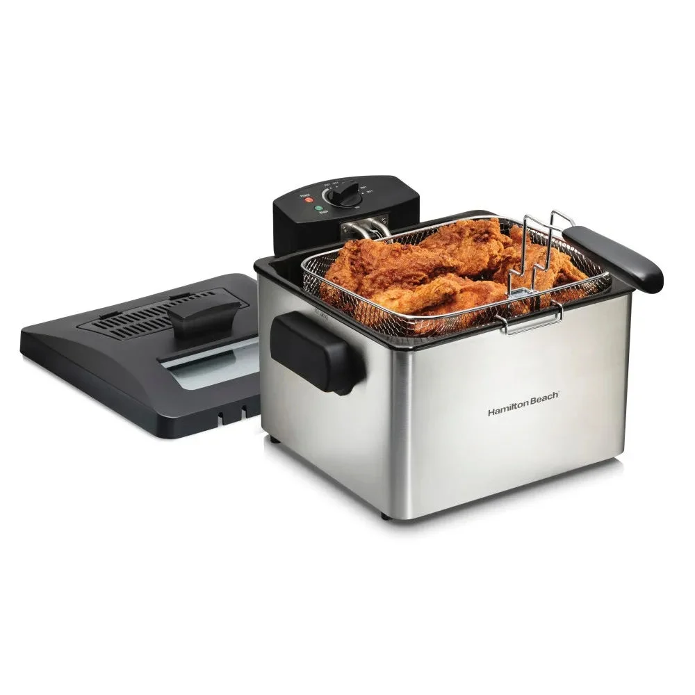 Hamilton Beach 5.2qt Deep Fryer 35042: Aluminum Electric Oil Fryer, Dishwasher-Safe Parts, 1800W, Gray
