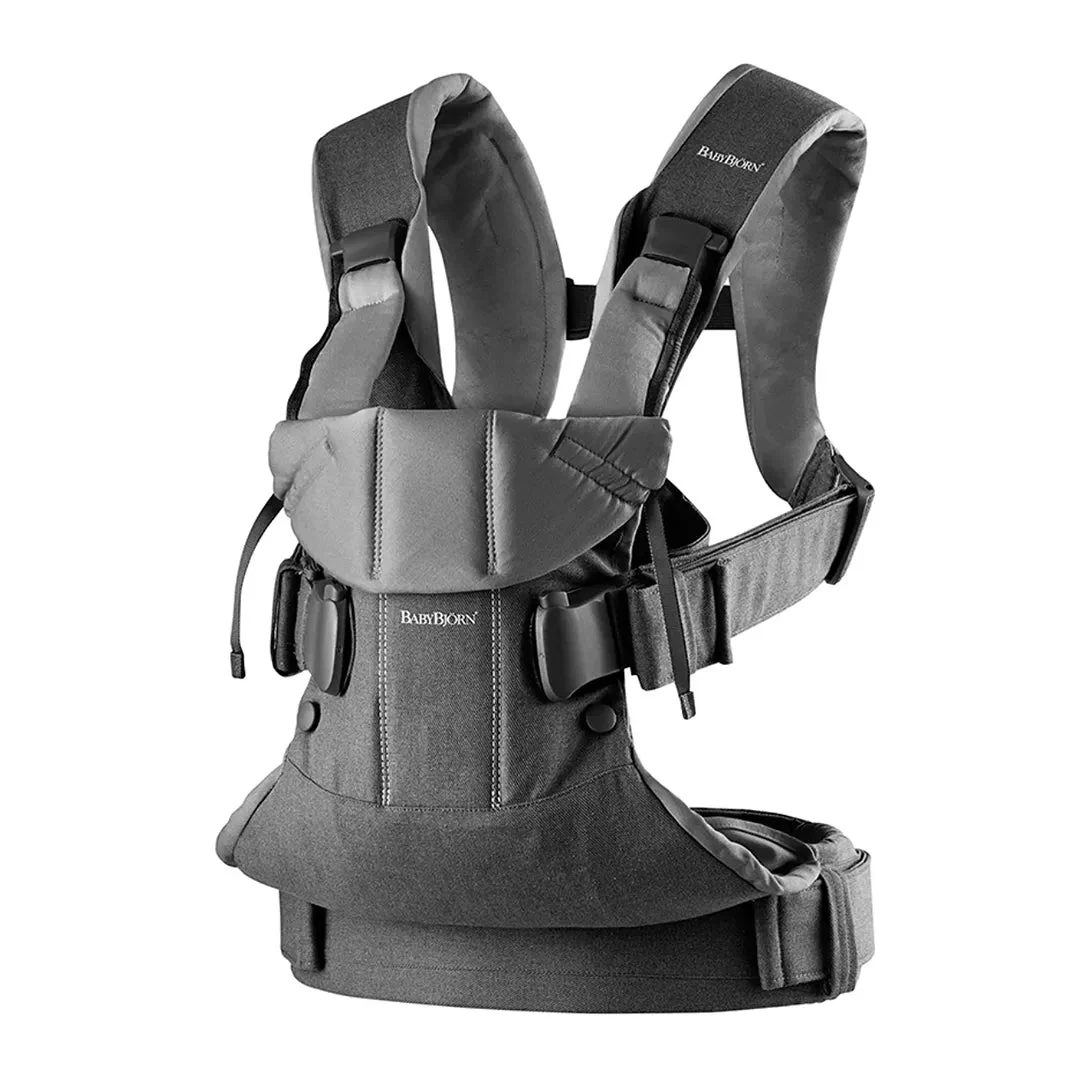 BabyBjörn Baby Carrier One, Cotton - Denim Grey/Dark Grey