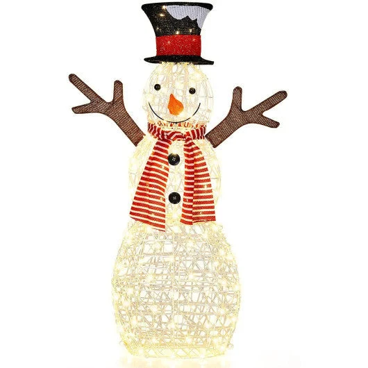COSTWAY Indoor/Outdoor Christmas Lighted Snowman Decorations With Pre-Lit 80 Lights