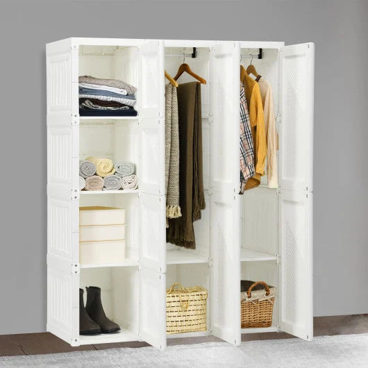 COSTWAY Foldable Closet Clothes Organizer With 8 Cubby Storage