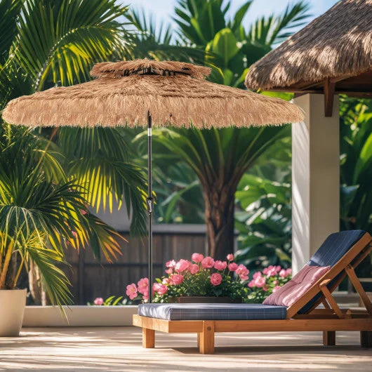COSTWAY 9 Feet Thatched Tiki Umbrella With 8 Ribs