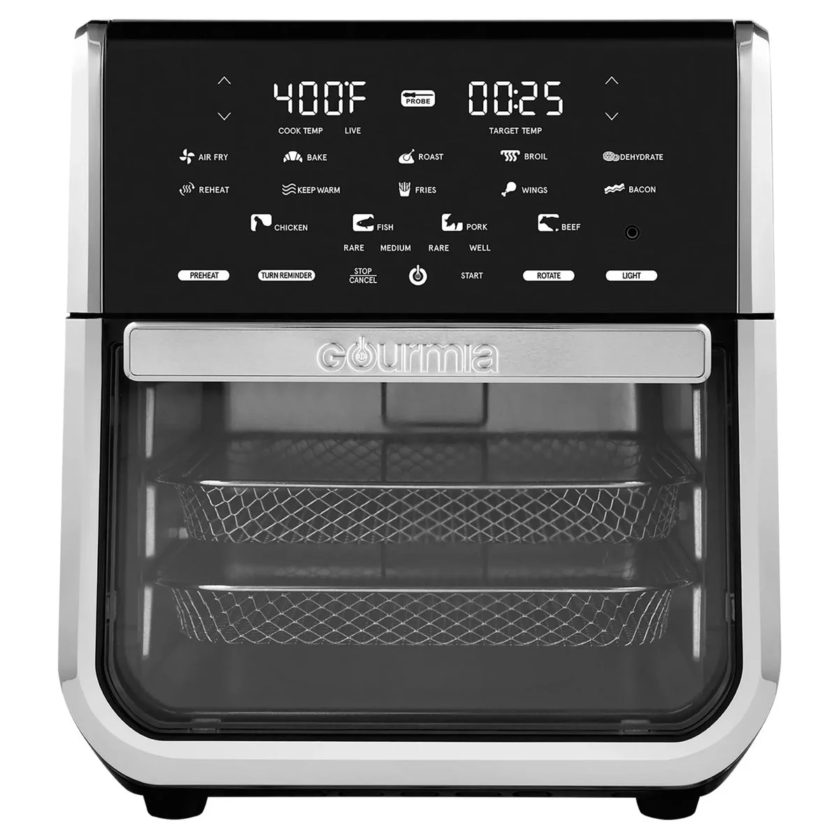 Gourmia 14-Quart Air Fryer Oven Rotisserie Dehydrator - Silver