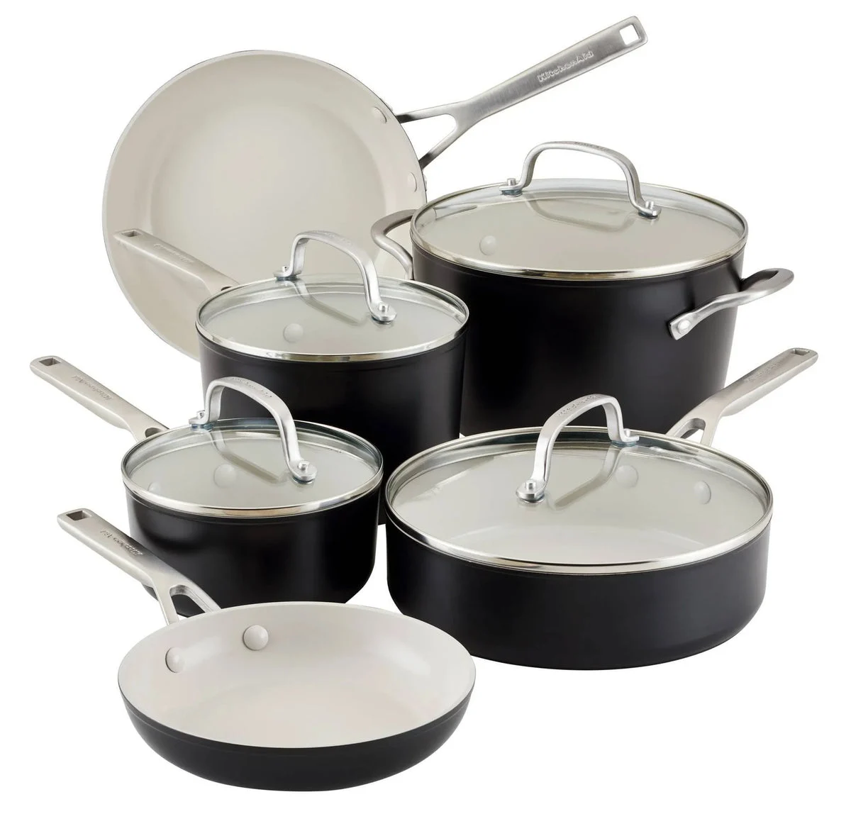 KitchenAid 10-Piece Hard Anodized Ceramic Nonstick Cookware Set - Matte Black