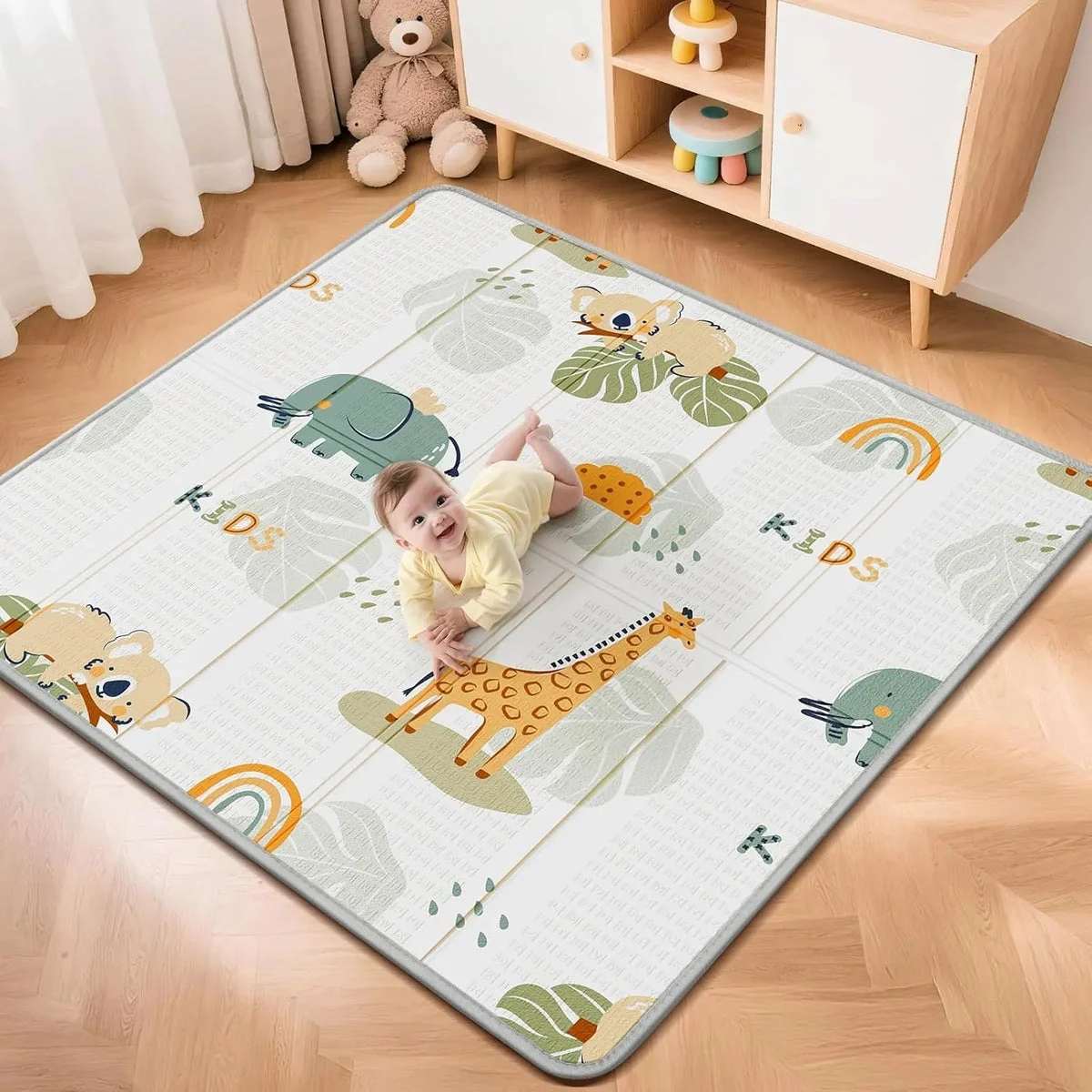 PIGLOG Foldable Baby Play Mat - Giraffe + Elephant