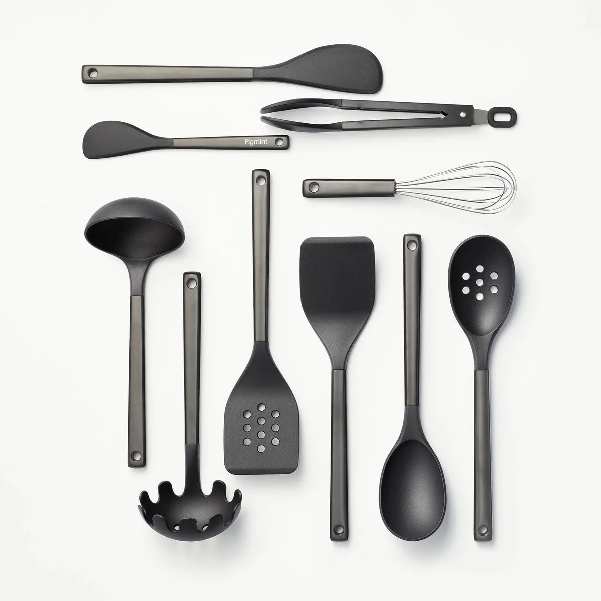 Figmint 10pc Stainless Steel/Nylon Kitchen Utensil Set Black - ™: Dishwasher-Safe Cooking Tools, Adult Use