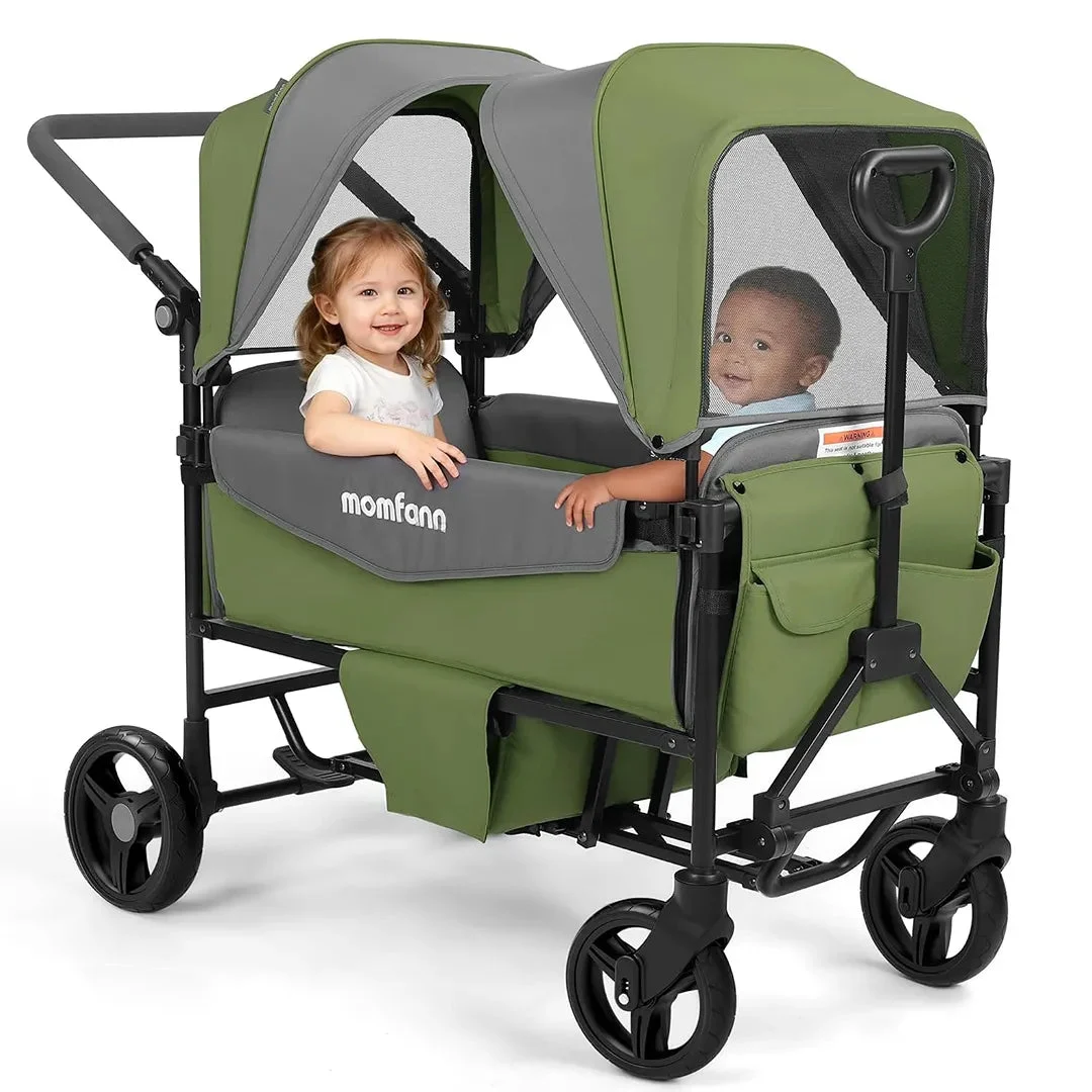 MOMFANN Stroller Wagon for 2 Kids - Meadow Green