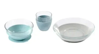 Beaba Three Piece Glass Meal Set - Rain
