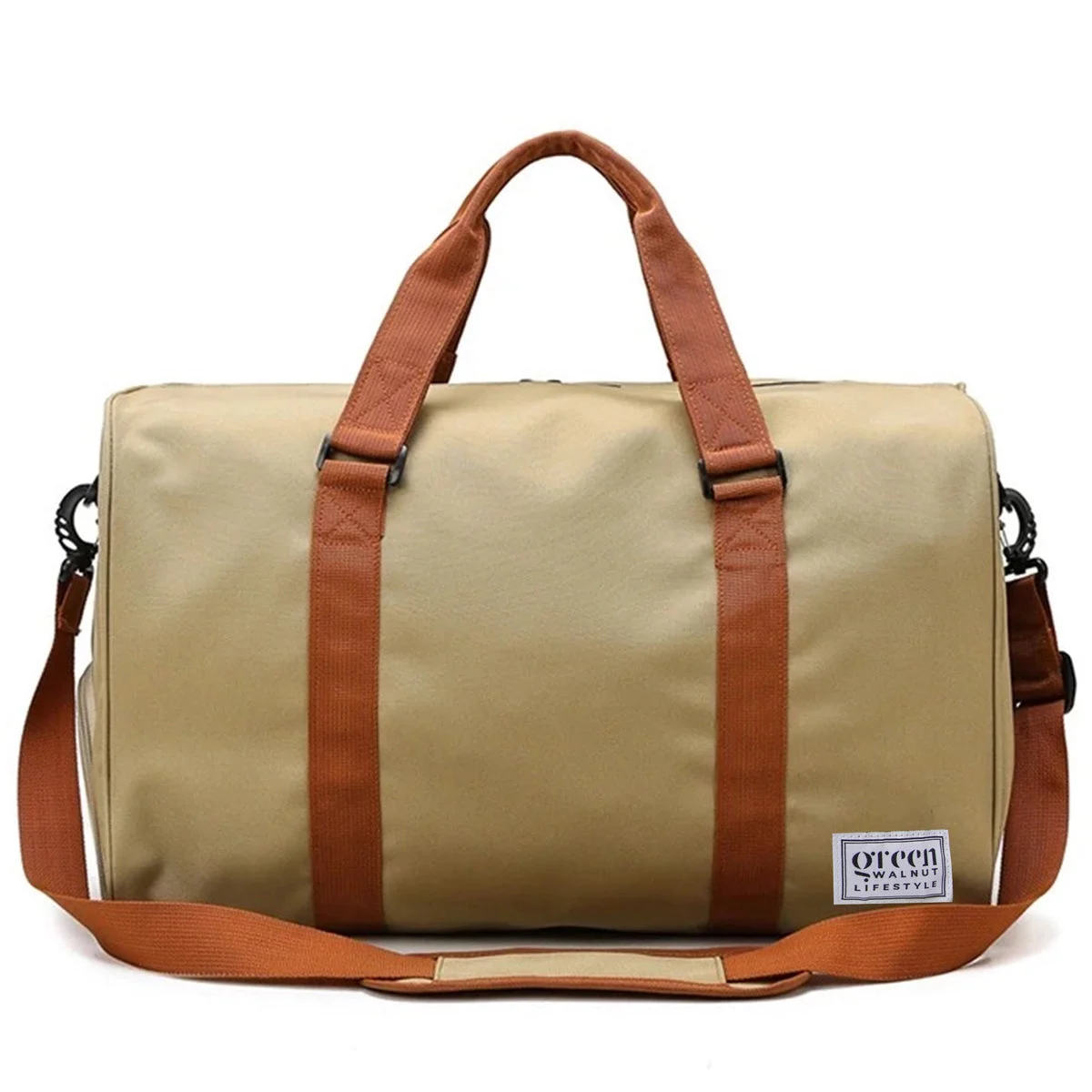 GREEN WALNUT Travel Duffle Bag | Sports Gym Bag | Weekender Bag for Men & Women - Beige