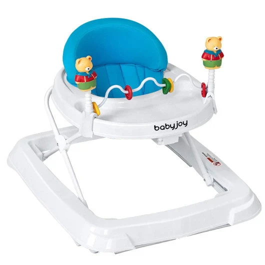 COSTWAY Adjustable Height Removable Folding Portable Baby Walker-Blue