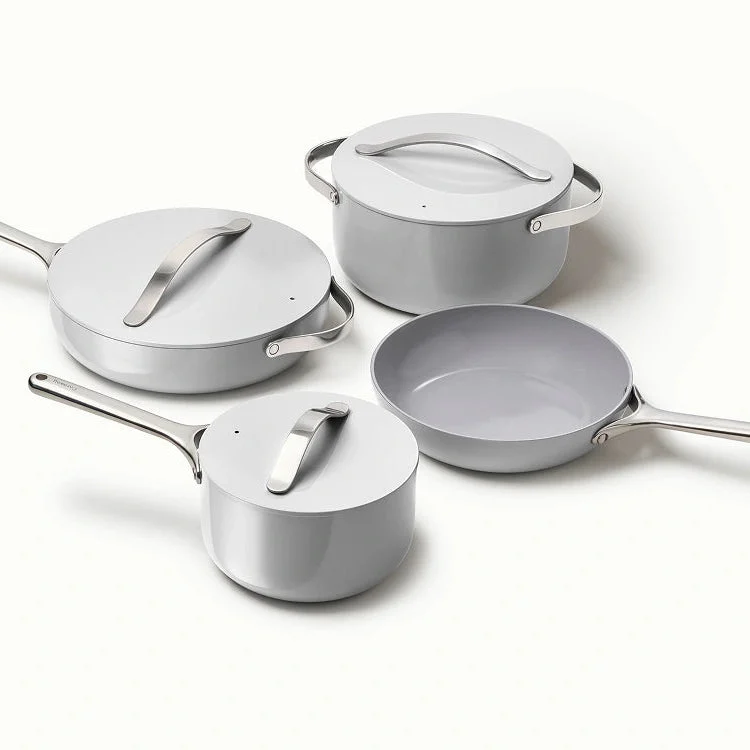 Caraway 12-Piece Cookware Set + 2 Glass Lids Bundle - Gray