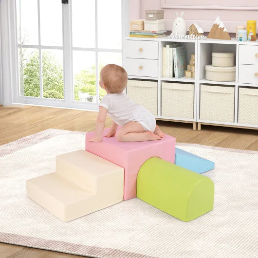 COSTWAY Climb and Crawl Foam Block Play Set for Infant Baby-Multicolor