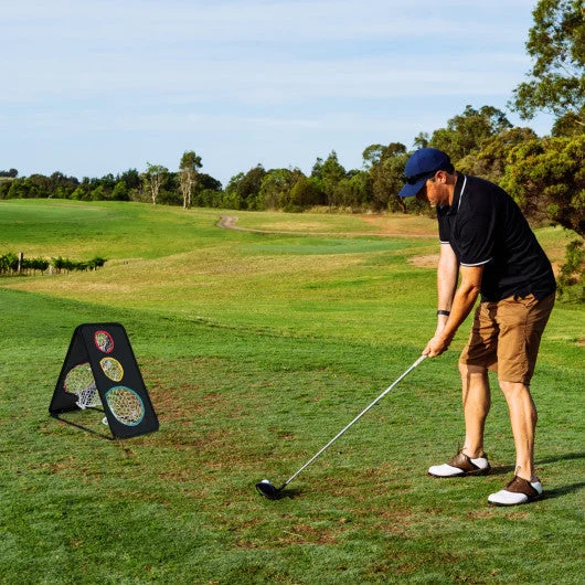 COSTWAY Dual-Sided Golf Chipping Net Triple Target Training System With 5 Target Holes