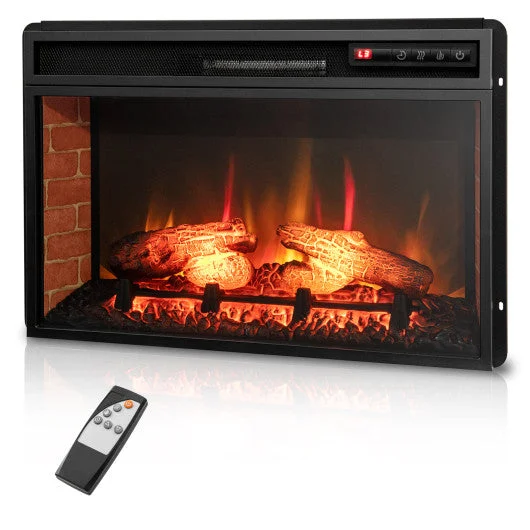 COSTWAY 26 Inch Infrared Electric Fireplace Insert With Remote Control-Black