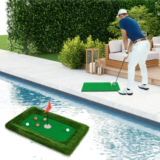 COSTWAY 37.5 X 25.5 Inch Floating Golf Green for Pool Chipping Green Mat