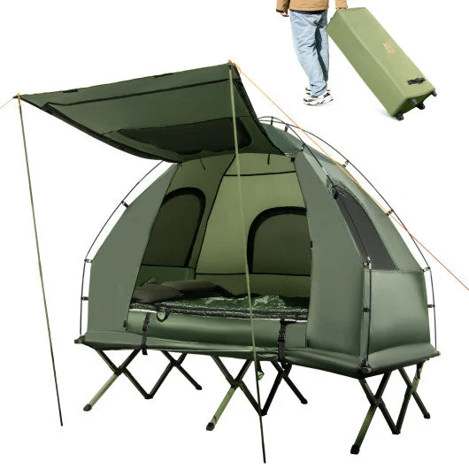 COSTWAY 5-in-1 2-Person Foldable Outdoor Camping Tent Cot With Air Mattress and Sleeping Bag