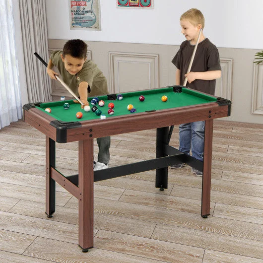 COSTWAY 48 Inch Pool Wooden Game Table With Full Set of Ballsfor Kids and Adults-Green