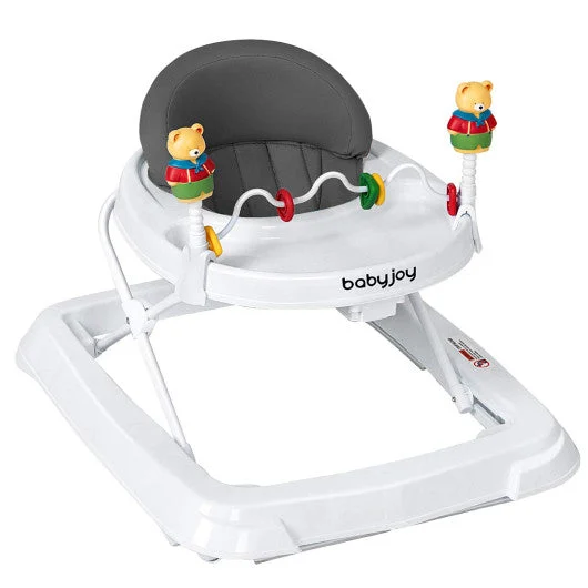 COSTWAY Adjustable Height Removable Folding Portable Baby Walker-Gray