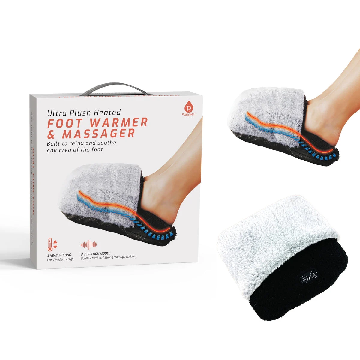 Pursonic Ultra Plush Heated Foot Warmer & Massager – Cozy Relief Anytime, Anywhere