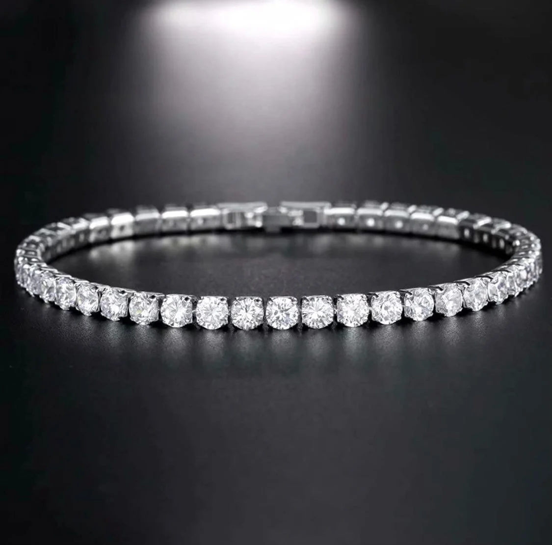 Donatello Gian 14k White Gold Plated Swarovski Element Crystal Tennis Bracelet