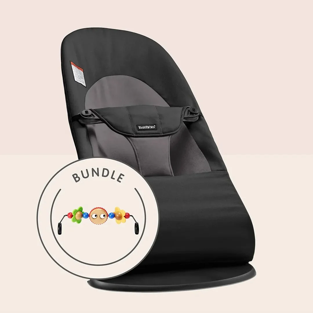 BabyBjörn Bouncer Bundle with Googly Eyes Toy - Black/Dark Gray / Woven