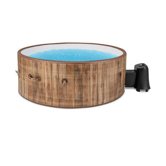 COSTWAY 72 Inches Inflatable Hot Tub SPA With 120 Air Jets Electric Heater Pump for 4-6 Person-Coffee
