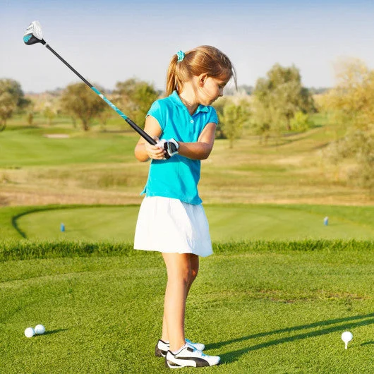 COSTWAY Junior Complete Golf Club Set for Kids With Rain Hood Right Hand Children Golf Age 8-10 Years Old-Blue
