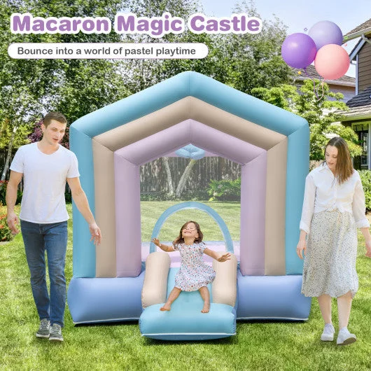 COSTWAY Kids Bounce House With Slide and Basketball Rim Bouncy Castle for Party Without Blower