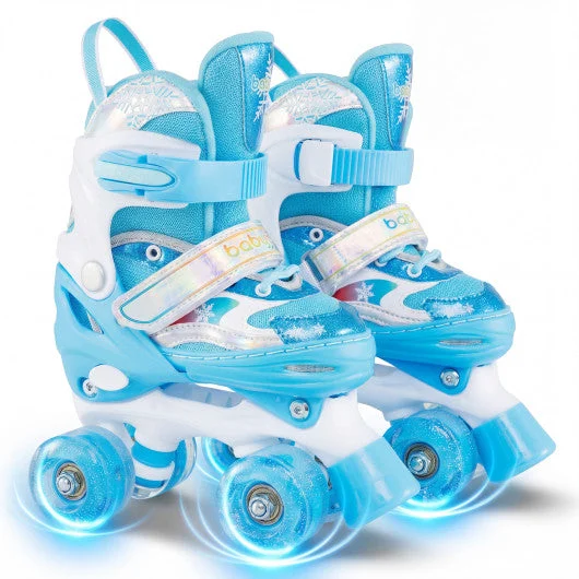 COSTWAY Kids Roller Skates 4 Sizes Adjustable With Light-Up Wheels for Toddler Aged 5-7 (S)-Blue