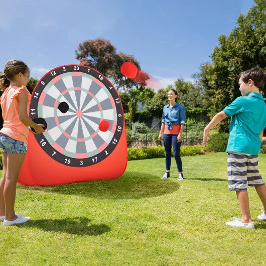 COSTWAY Large Dart Board for Kids With 4 Kick Balls-Red