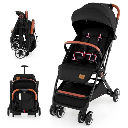 COSTWAY Lightweight Aluminium Frame Baby Stroller With Net-Black