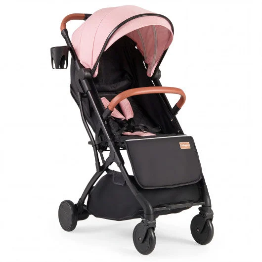 COSTWAY Lightweight Baby Stroller Compact Travel Stroller With One-Hand Folding-Pink