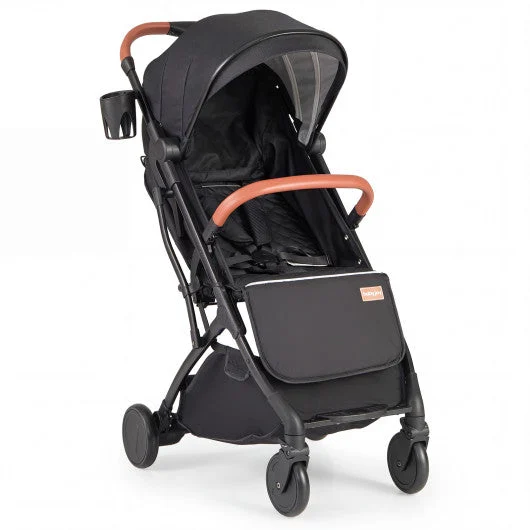 COSTWAY Lightweight Baby Stroller Compact Travel Stroller With One-Hand Folding-Black