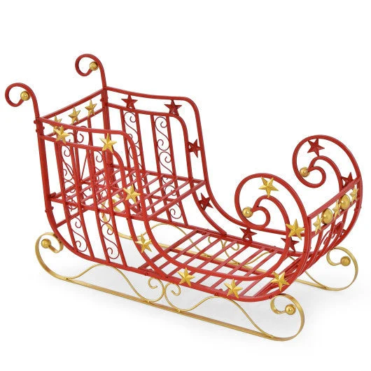 COSTWAY Metal Christmas Santa Sleigh With Large Cargo Area for Gifts