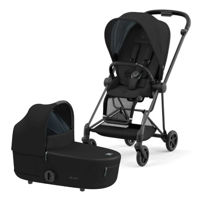 CYBEX Mios 3 Bundle Carry Cot Onyx Black, Seat Pack Onyx Black, Matt Black Frame